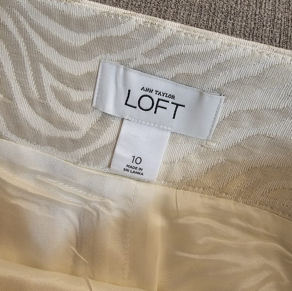 Ann Taylor Loft White Ivory Zebra Print Shiny Career Pencil Skirt Size 10 - Picture 4 of 7